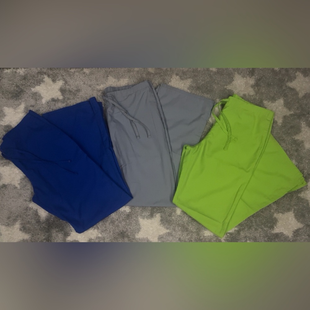 Cherokee Scrubs Women's Scrub Pants Small Lot Of 3 Flare Leg Navy Gray Green